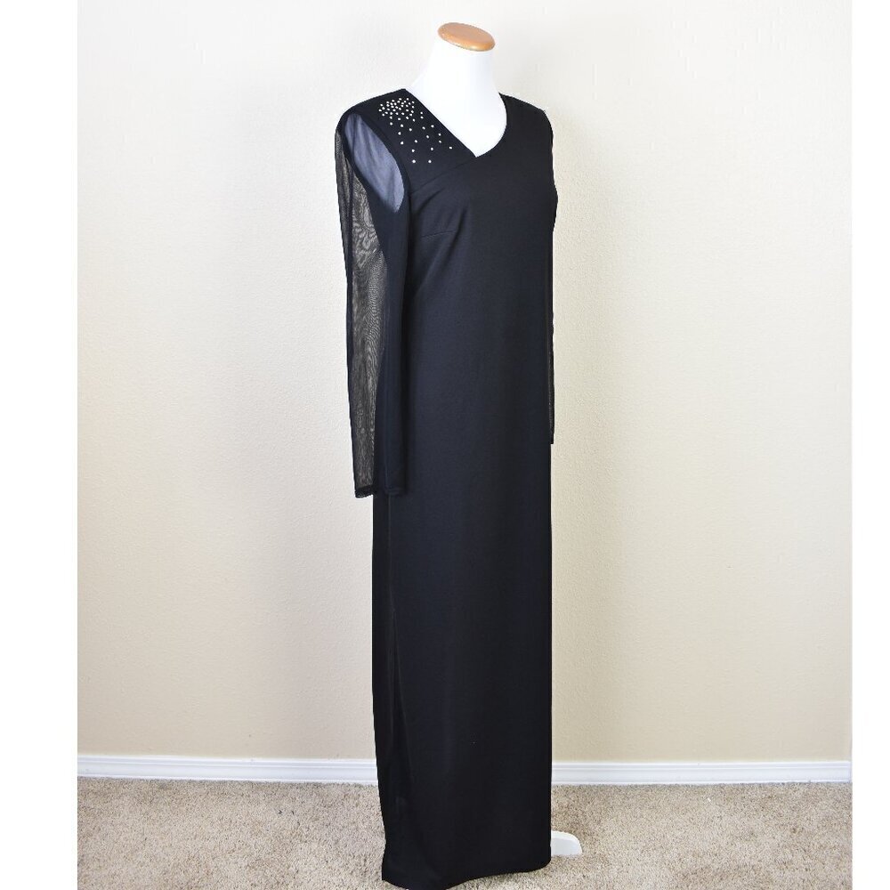 Frank Lyman Long Sleeve Formal Black Dress Gown - 10 - Picture 8 of 11